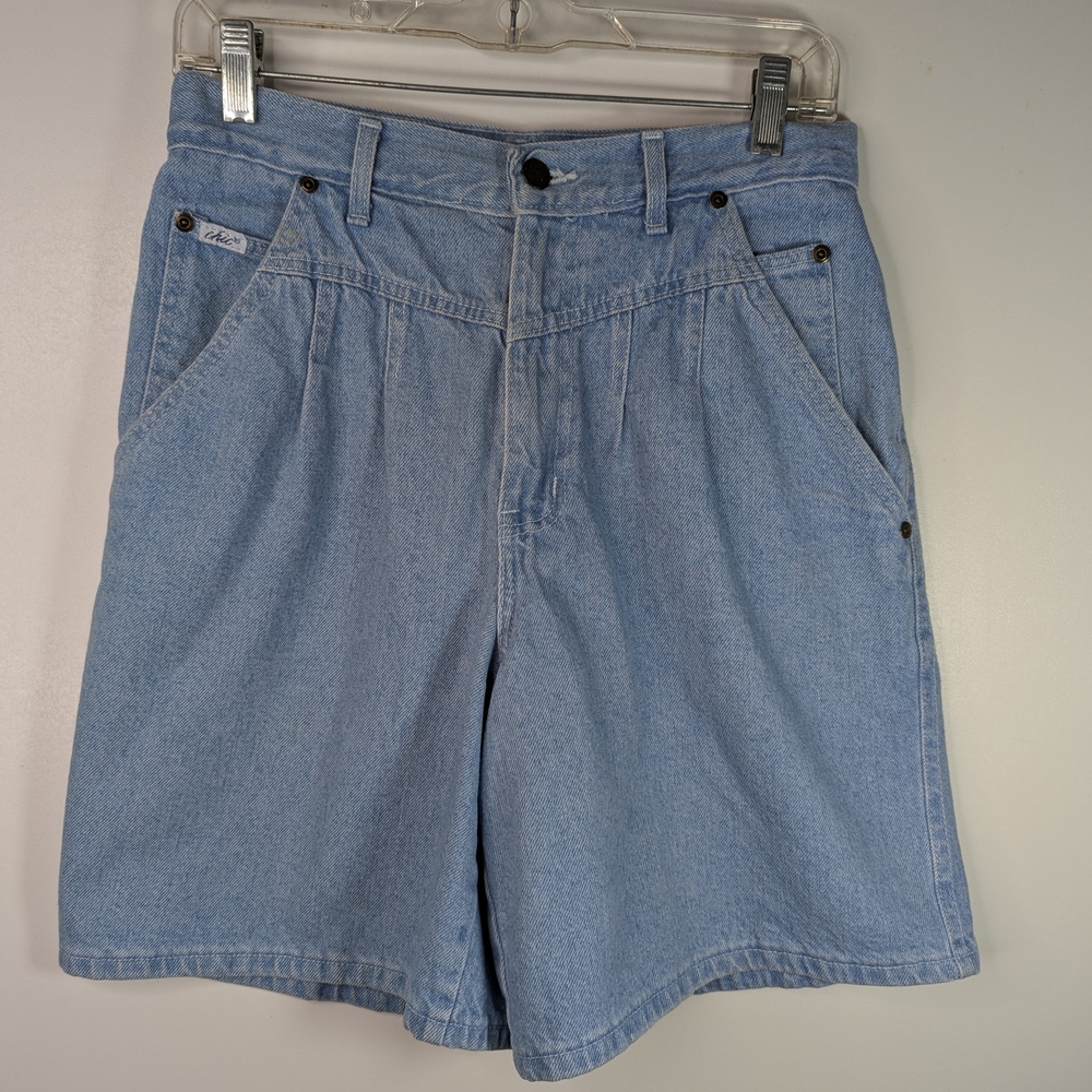 Vintage 80's Chic High Waist Denim Shorts Size 29 Waist Made in USA Pleated